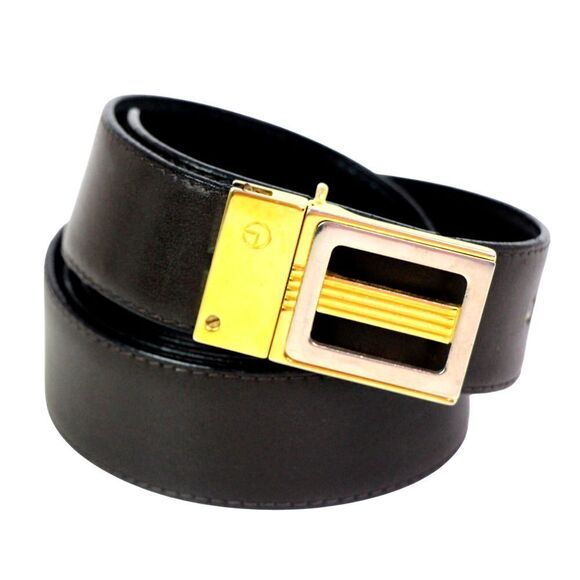 Goldlion BLACK BROWN REAL LEATHER 1 1/8"Wd REVERS CASUAL DRESS BELT Sz 36 (B4 - Picture 7 of 16
